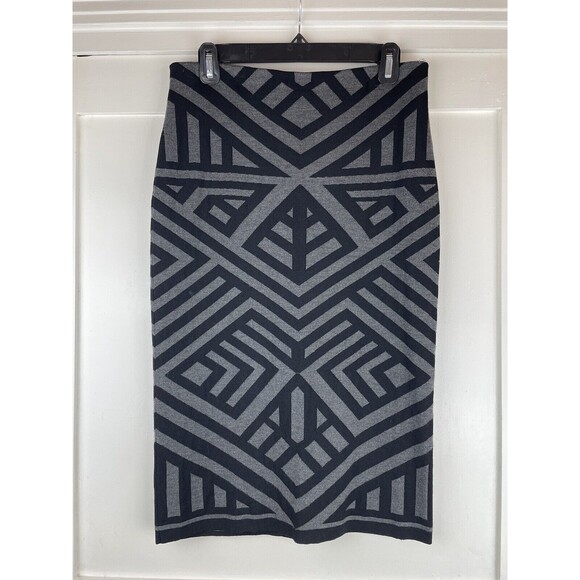 Catherine Malandrino Modern Stripe Jacq Midi Skirt Women's M Heather Grey/Black - Picture 10 of 11